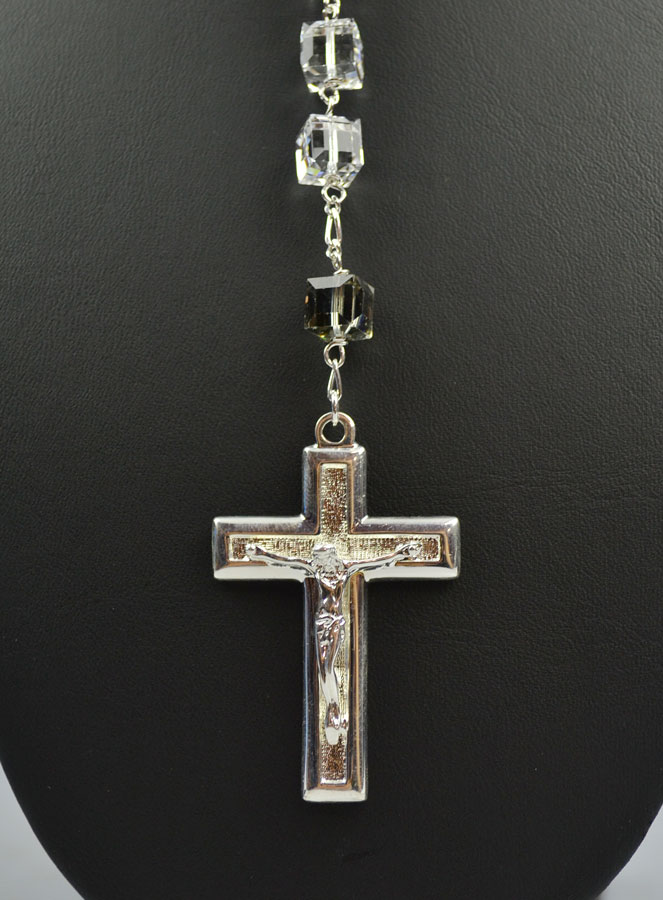 Chapelet Collier en Cristal Carré & Argent 925/1000 (pic 3)