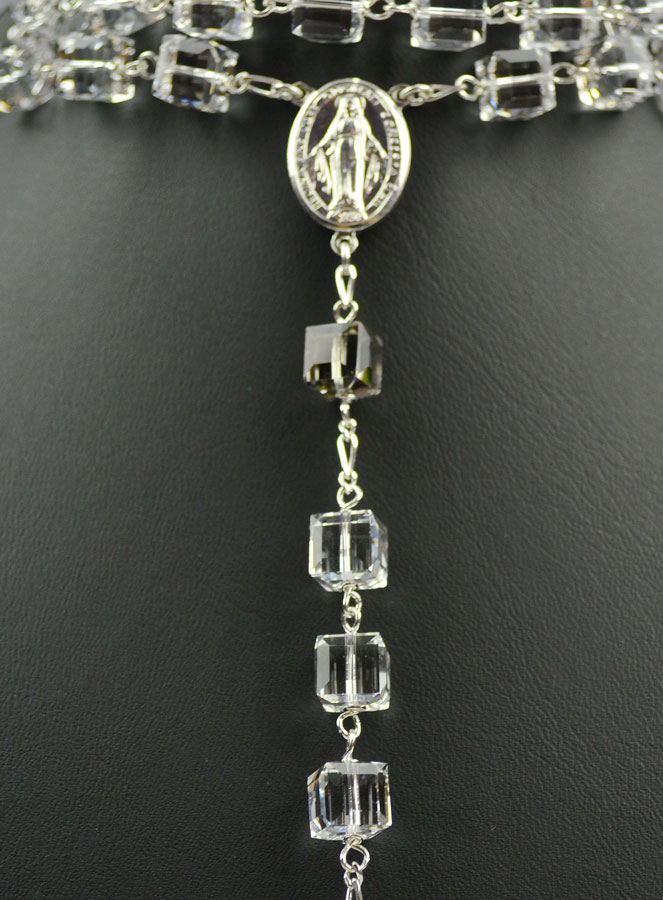 Chapelet Collier en Cristal Carré & Argent 925/1000 (pic 4)