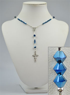 Chapelet en Cristal  Bleu & Argent Rhodié (pic 1)