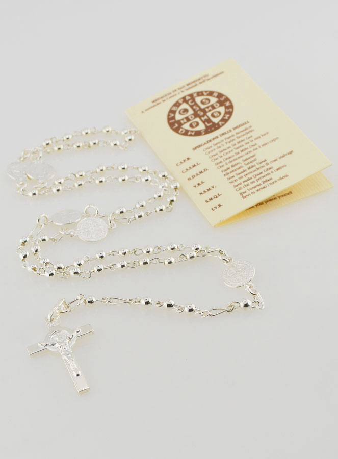 Chapelet Saint Benoît - Argent 925/1000 - Grains 3mm (pic 2)