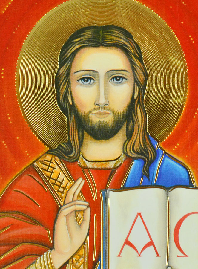 Icône Religieuse du Christ Pantocrator Alpha Oméga - 15 cm (pic 3)