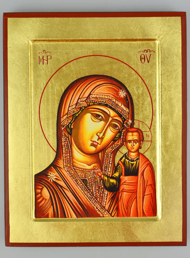 Icone Byzantine Vierge de Kazan - 18cm (pic 2)