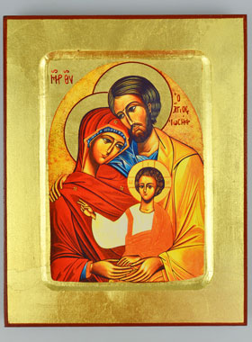 Icône Byzantine - Icône Religieuse Sainte Famille - 18cm (pic 1)