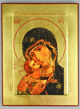 Icône Byzantine Vierge de Tendresse - 24cm (pic 1)