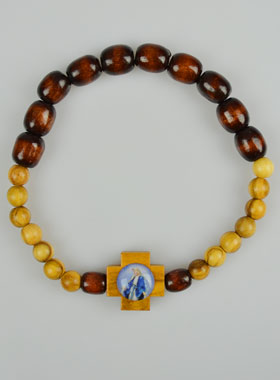 Bracelet Religieux en Bois 2 Tons - Vierge Miraculeuse (pic 1)