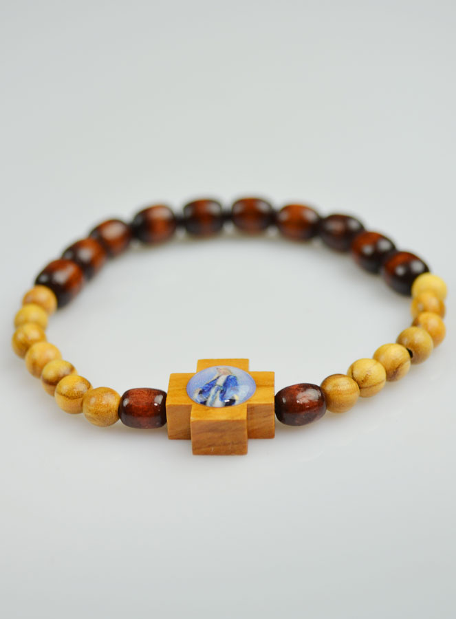 Bracelet Religieux en Bois 2 Tons - Vierge Miraculeuse (pic 3)