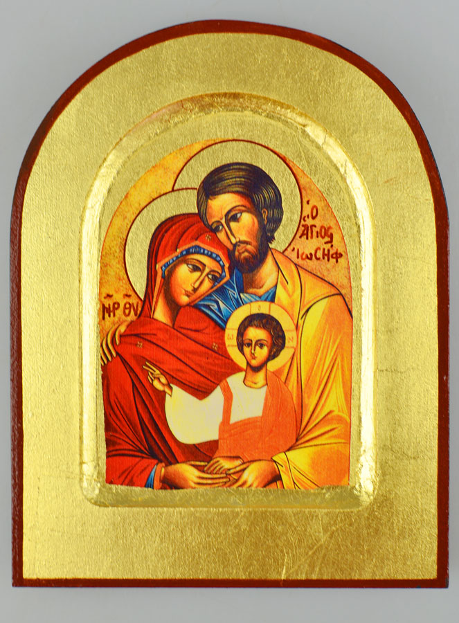 Icône Byzantine Arrondie - Sainte Famille 13cm (pic 2)