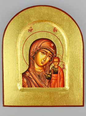 Icône Byzantine Arrondie - Notre Dame de Kazan - 13cm (pic 1)