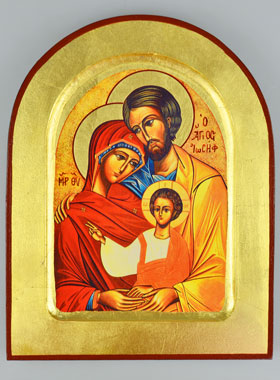 Icône Byzantine Arrondie - Sainte Famille de Nazareth 18 cm (pic 1)