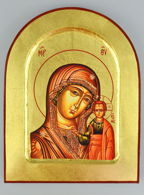 Icône Byzantine Arrondie - Vierge de Kazan 18 cm (pic 1)