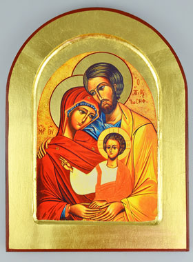 Icône Byzantine Arrondie - Sainte Famille de Nazareth - 24 cm (pic 1)