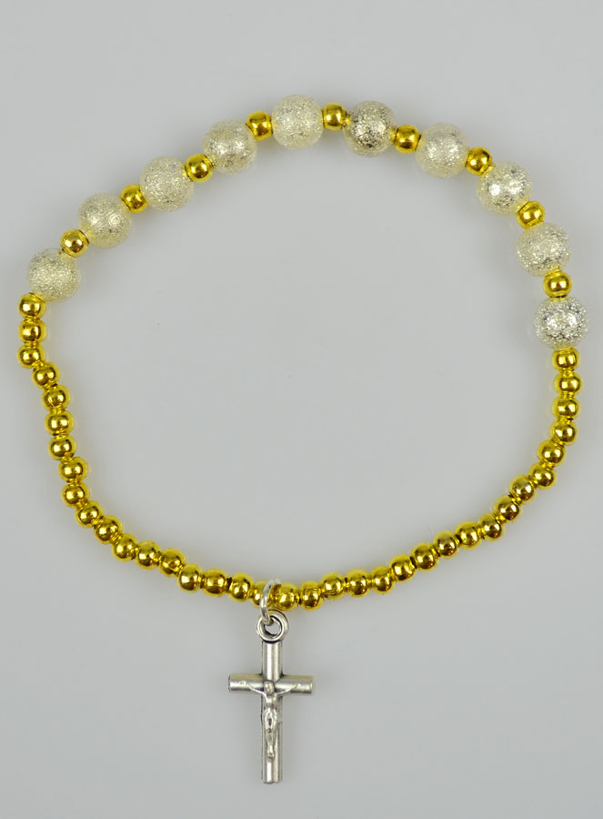 Bracelet Religieux Dizainier en Perles Strass & Croix de Jésus (pic 2)