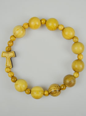 Bracelet Dizainier Croix de Tau en Bois d'olivier (pic 1)