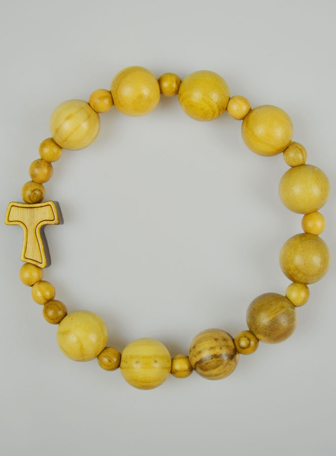 Bracelet Dizainier Croix de Tau en Bois d'olivier (pic 2)