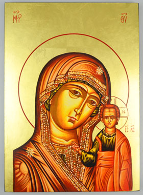 Grande Icône Religieuse Vierge à l'Enfant - 35cm (pic 1)