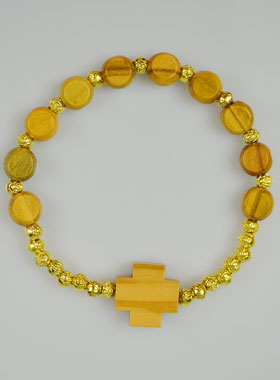 Bracelet Dizainier Croix & Bois d'Olivier (pic 1)