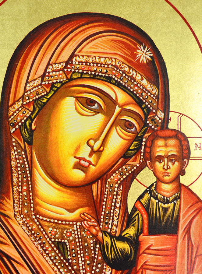 Icône Byzantine Vierge à l'Enfant de Kazan - Grand Format 40cm (pic 3)