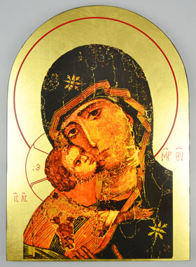 Grande Icône Religieuse Vierge Marie Arrondie - N-D de Vladimir 35cm (pic 1)