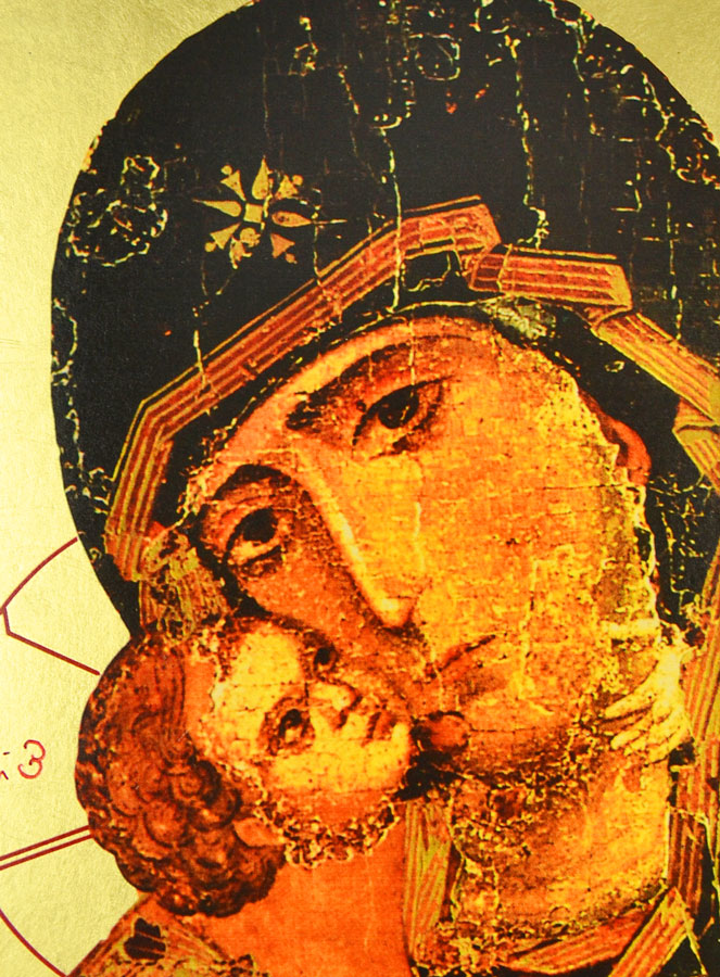 Grande Icône Religieuse Vierge Marie Arrondie - N-D de Vladimir 35cm (pic 3)