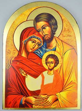 Grande Icône Religieuse Saint Famille de Nazareth - Modèle Arrondi 35 cm (pic 1)