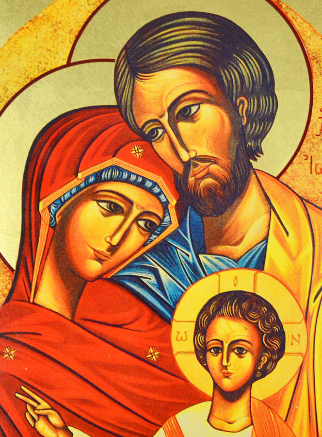 Grande Icône Religieuse Saint Famille de Nazareth - Modèle Arrondi 35 cm (pic 3)