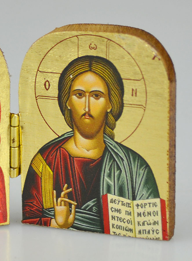 Icône Religieuse Diptyque Vierge à l'Enfant & Christ Pantocrator - 5cm (pic 3)