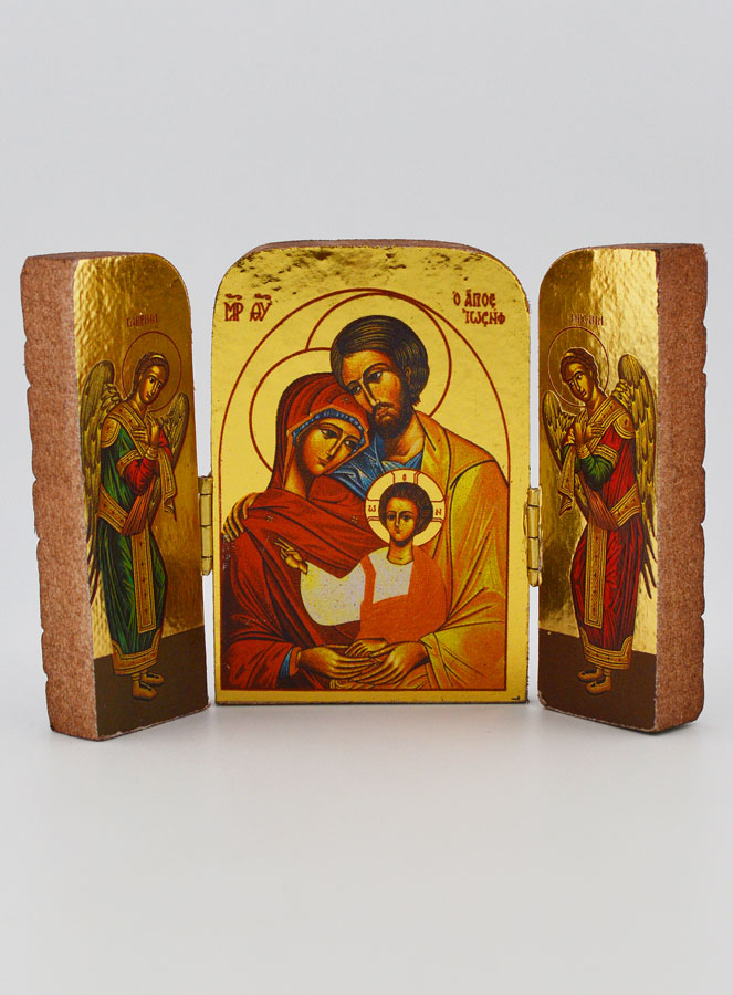 Icône Religieuse Triptyque Ste Famille & Archanges - 7cm (pic 1)