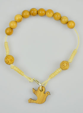 Bracelet Religieux Dizainier en Bois d'Olivier & Colombe Esprit Saint (pic 1)