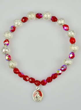 Bracelet Religieux Dizainier en Perles Strass & Cristal Rouge (pic 1)