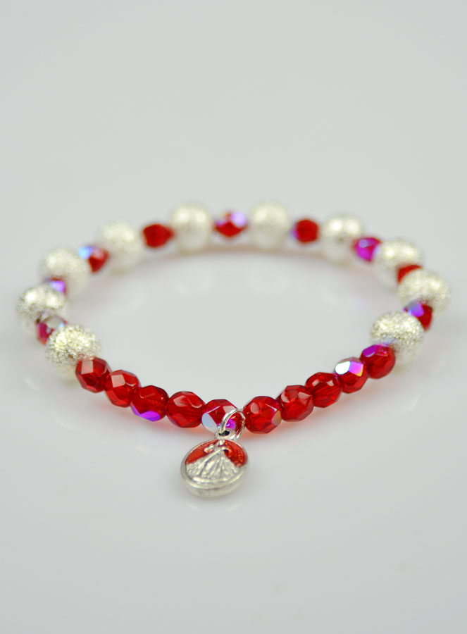 Bracelet Religieux Dizainier en Perles Strass & Cristal Rouge (pic 3)