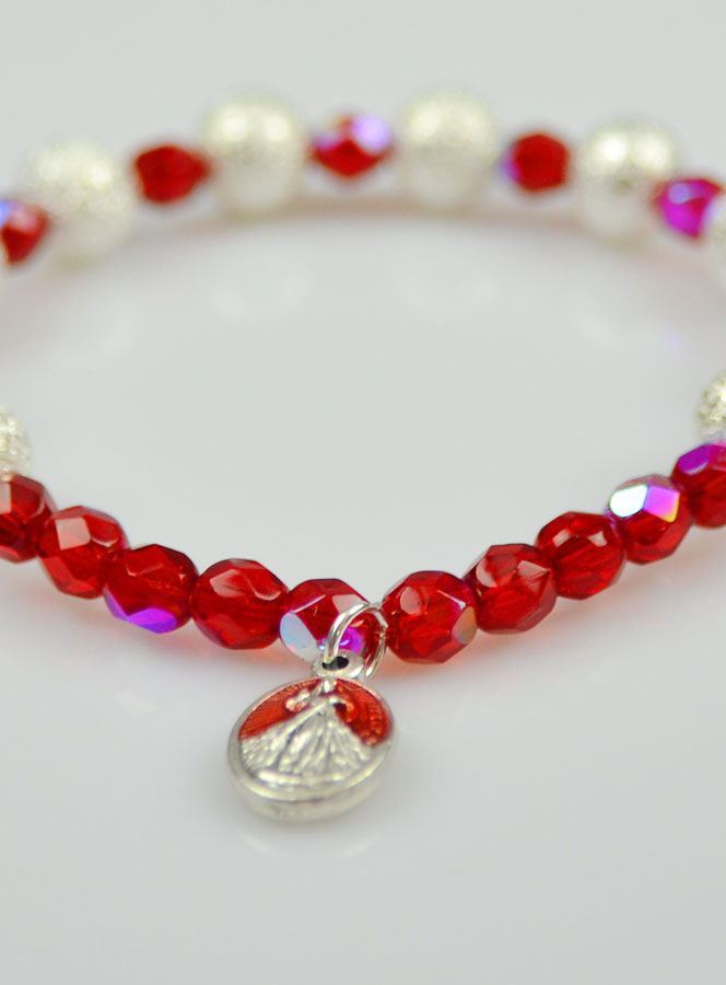 Bracelet Religieux Dizainier en Perles Strass & Cristal Rouge (pic 4)