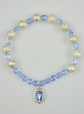 Bracelet Religieux Dizainier en Perles Strass & Cristal Bleu (pic 1)