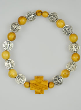Bracelet Dizainier de Saint Benoît en Bois d'olivier (pic 1)