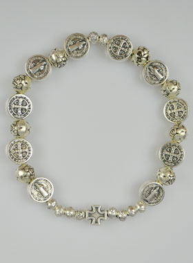 Bracelet Religieux de Saint Benoît - Médaille Argenté (pic 1)
