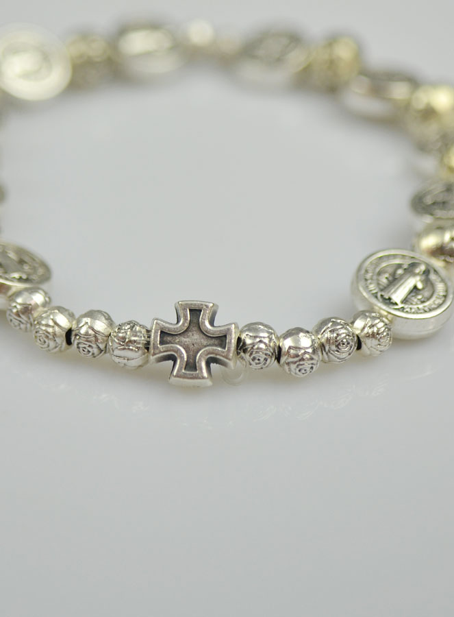 Bracelet Religieux de Saint Benoît - Médaille Argenté (pic 3)