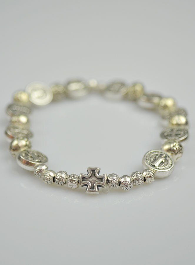 Bracelet Religieux de Saint Benoît - Médaille Argenté (pic 4)