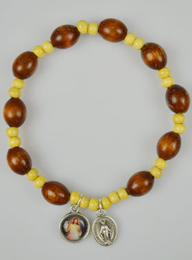 Bracelet Catholique Médaille Miraculeuse & Christ Miséricordieux (pic 1)