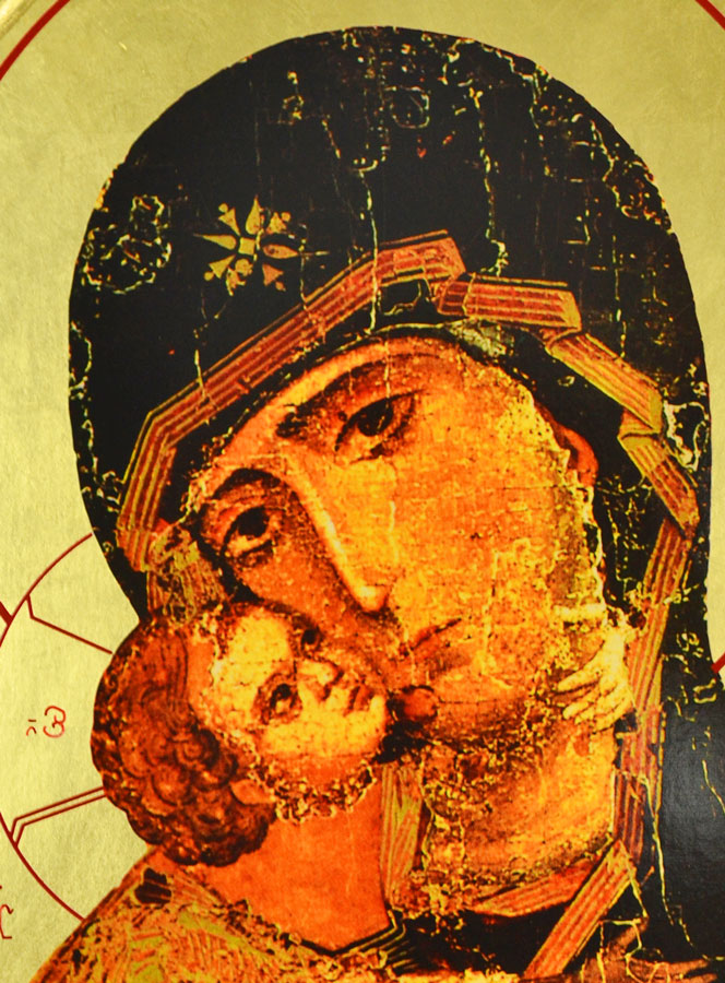 Grande Icône Byzantine Arrondie - Vierge à l'Enfant - 40cm (pic 3)