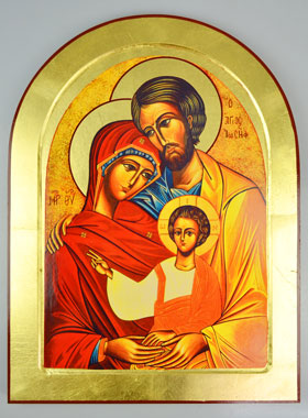 Grande Icône Byzantine Arrondie - Sainte Famille de Nazareth - 40cm (pic 1)