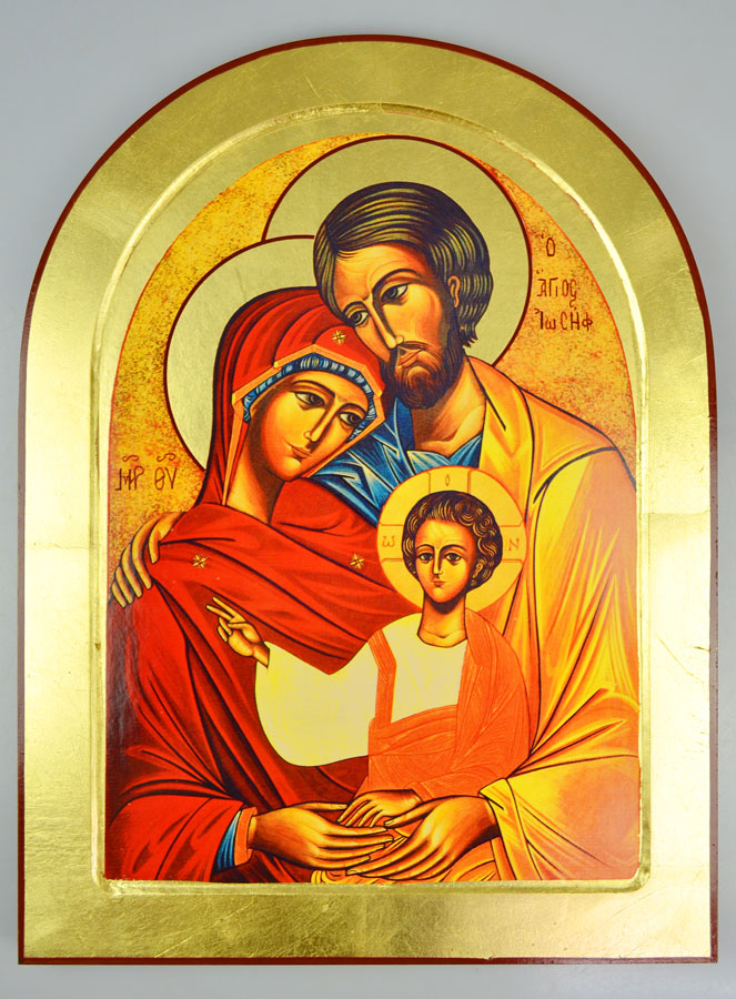 Grande Icône Byzantine Arrondie - Sainte Famille de Nazareth - 40cm (pic 2)