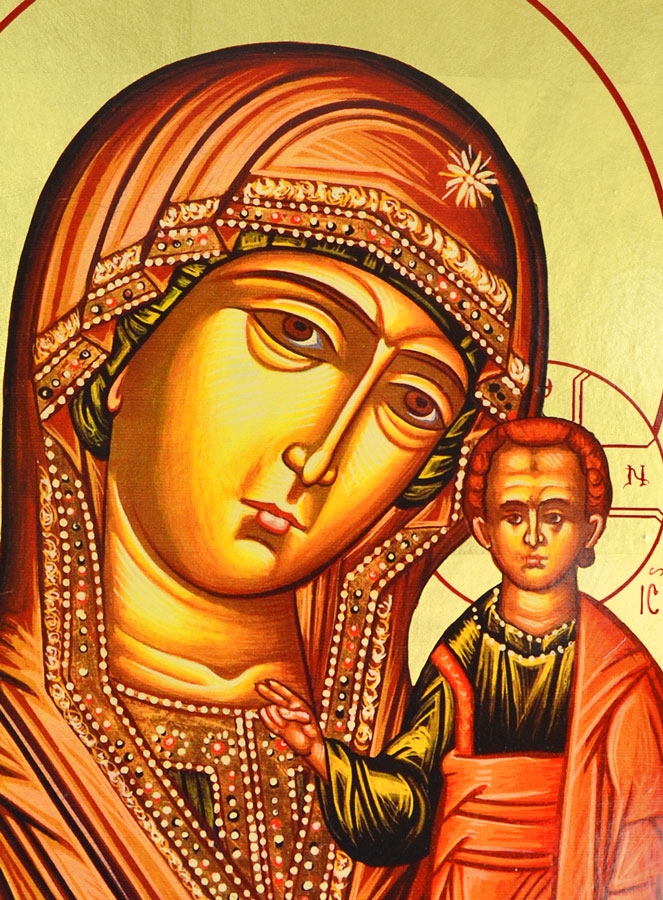 Grande icône Byzantine Arrondie - Marie Mère de Dieu - 40cm (pic 3)