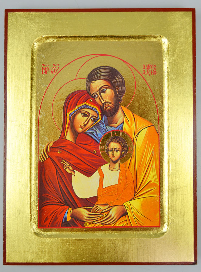 Icône Byzantine de la Sainte Famille - 24cm (pic 2)