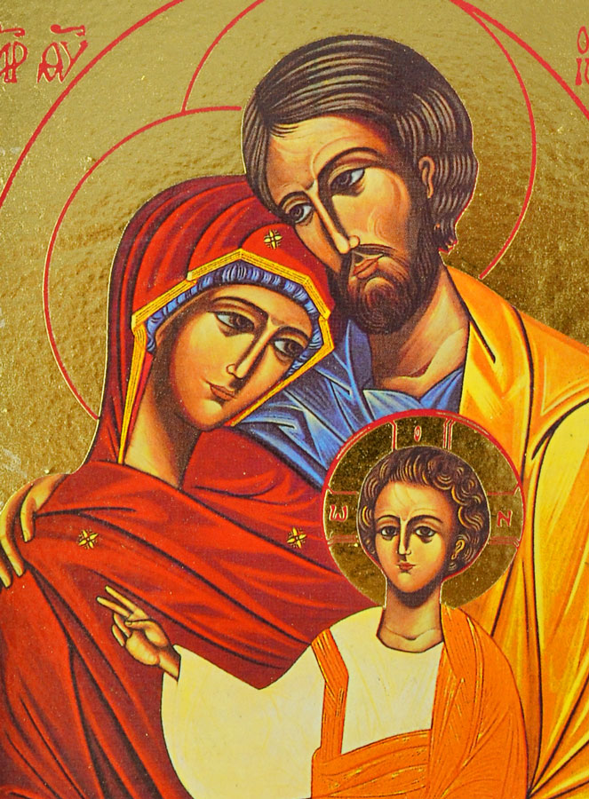 Icône Byzantine de la Sainte Famille - 24cm (pic 3)