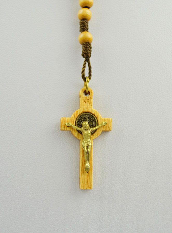 Chapelet en Bois d'Olivier - Croix et Médaille de Saint Benoît (pic 4)