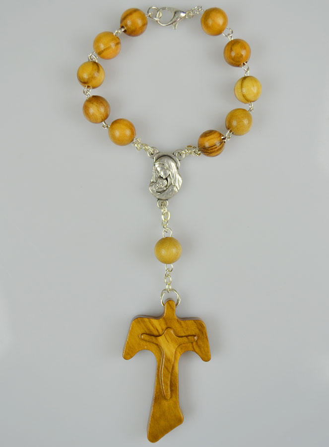 Dizainier Bracelet Bois d'Olivier - Croix de Tau (pic 2)