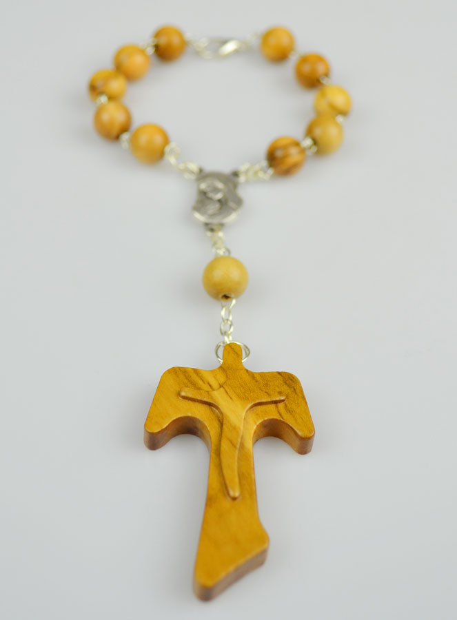 Dizainier Bracelet Bois d'Olivier - Croix de Tau (pic 3)