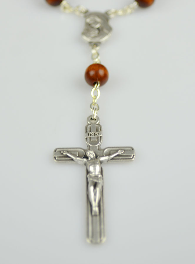 Dizainier Ste Vierge Marie Grains Marrons & Croix de Jésus (pic 4)