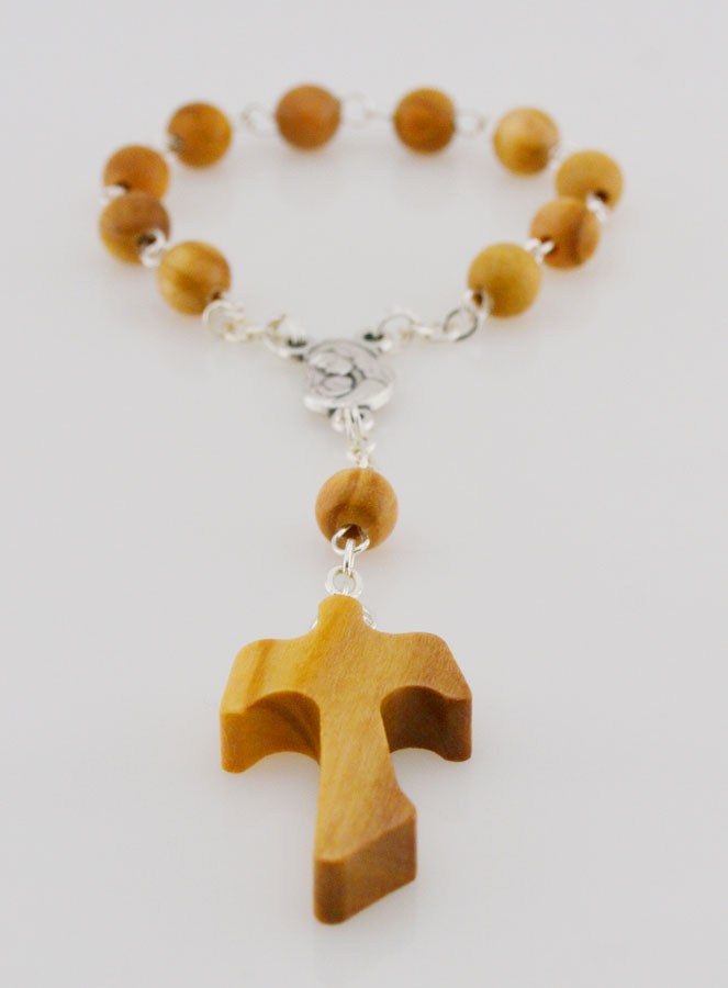 Dizainier Religieux Catholique en Bois d'Olivier - Croix Gothique (pic 2)