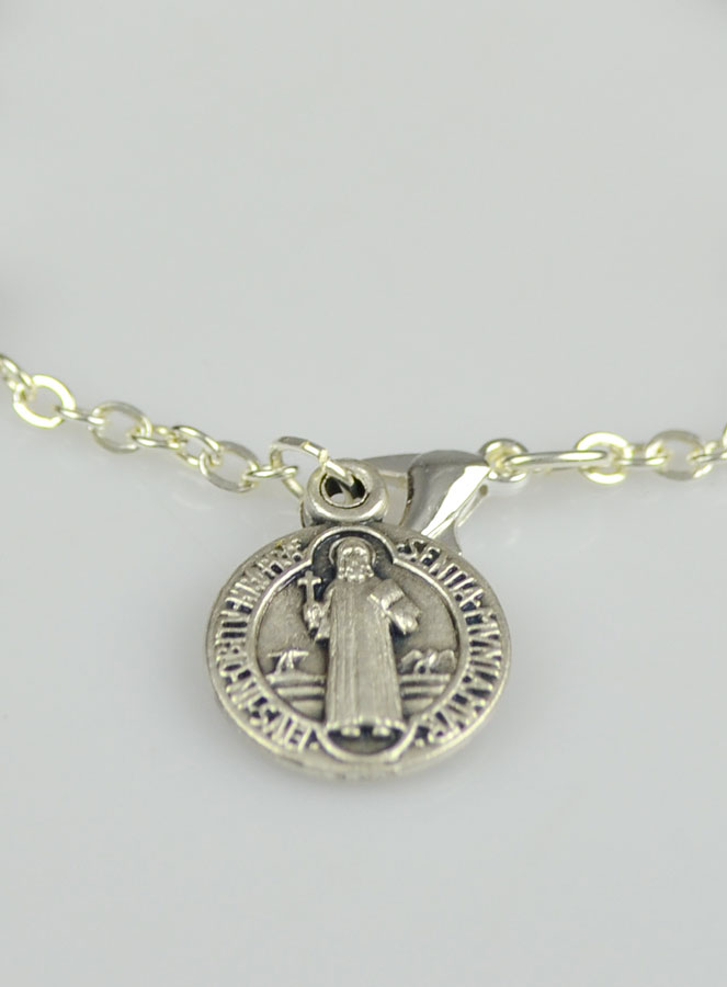 Bracelet Dizainier en Bois - Croix et Médaille de Saint Benoît (pic 4)