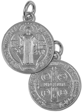 Médaille de Saint Benoît en Métal Argenté - 17 mm (pic 1)